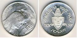 500 Lira Vatican (1926-) Plata 