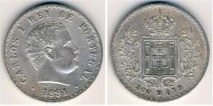 500 Reis Regno del Portogallo (1139-1910) Argento Carlo I del Portogallo (1863-1908)