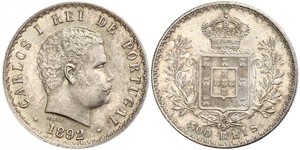 500 Reis Reino de Portugal (1139-1910) Plata Carlos I de Portugal (1863-1908)