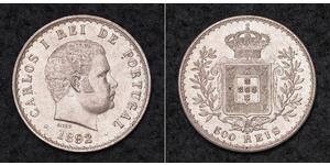 500 Reis Reino de Portugal (1139-1910) Plata Carlos I de Portugal (1863-1908)