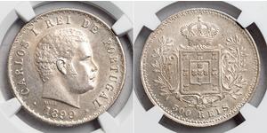 500 Reis Reino de Portugal (1139-1910) Plata Carlos I de Portugal (1863-1908)