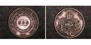 500 Reis Empire of Brazil (1822-1889) Silber 