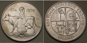 500 Крона Исландия (1944 - ) Серебро 