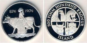 500 Крона Исландия (1944 - ) Серебро 