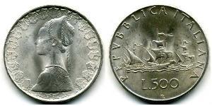 500 Лира Италия Серебро 