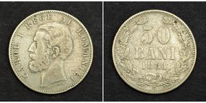 50 Ban Kingdom of Romania (1881-1947) Silver Carol I of Romania (1839 - 1914)