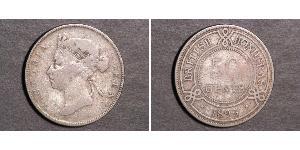 50 Cent British Honduras (1862-1981) Argent Victoria (1819 - 1901)