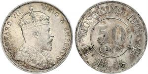 50 Cent Hong Kong Argent Édouard VII (1841-1910)