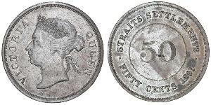 50 Cent Établissements des détroits (1826 - 1946) Argent Victoria (1819 - 1901)