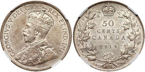 50 Cent Canada Argento Giorgio V (1865-1936)