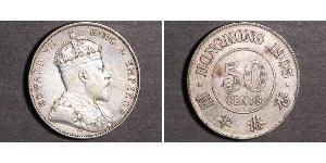 50 Cent Hong Kong Argento Edoardo VII (1841-1910)