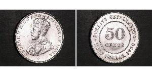 50 Cent Insediamenti dello Stretto (1826 - 1946) Argento Giorgio V (1865-1936)