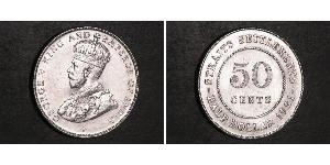 50 Cent Insediamenti dello Stretto (1826 - 1946) Argento Giorgio V (1865-1936)