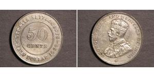50 Cent Insediamenti dello Stretto (1826 - 1946) Argento Giorgio V (1865-1936)
