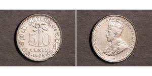 50 Cent Sri Lanka (1948 - ) Argento Giorgio V (1865-1936)
