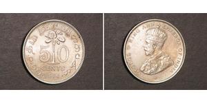 50 Cent Sri Lanka (1948 - ) Argento Giorgio V (1865-1936)