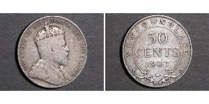 50 Cent Terranova e Labrador Argento Edoardo VII (1841-1910)