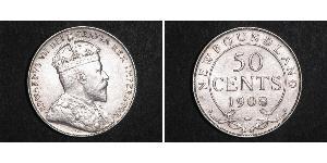 50 Cent Terranova e Labrador Argento Edoardo VII (1841-1910)