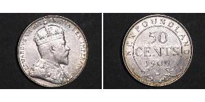 50 Cent Terranova e Labrador Argento Edoardo VII (1841-1910)