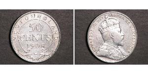 50 Cent Terranova e Labrador Argento Edoardo VII (1841-1910)