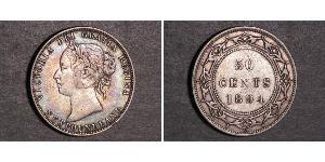 50 Cent Terranova e Labrador Argento Vittoria (1819 - 1901)