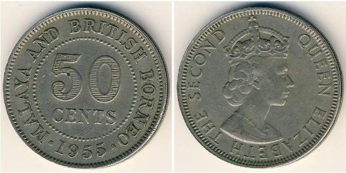 50 Cent Federation of Malaya (1948 - 1963) Copper/Nickel 