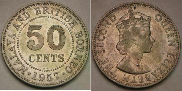 50 Cent Federation of Malaya (1948 - 1963) Copper/Nickel 