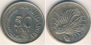 50 Cent Singapore (1965 - ) Copper/Nickel 
