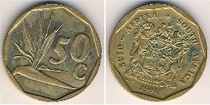 50 Cent Afrique du Sud (1910 - ) Laiton 