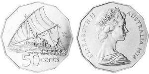 50 Cent Australia (1939 - ) Níquel/Cobre Isabel II (1926-2022)