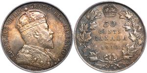 50 Cent Canadá Plata Eduardo VII (1841-1910)