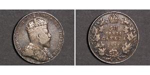 50 Cent Canadá Plata Eduardo VII (1841-1910)