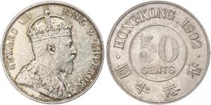 50 Cent Hong Kong Plata Eduardo VII (1841-1910)