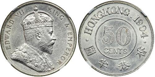 50 Cent Hong Kong Plata Eduardo VII (1841-1910)
