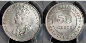 50 Cent Straits Settlements (1826 - 1946) Plata Jorge V (1865-1936)