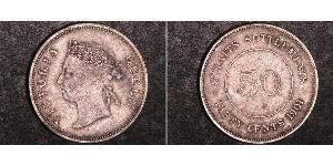 50 Cent Straits Settlements (1826 - 1946) Plata Victoria (1819 - 1901)