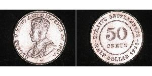 50 Cent Straits Settlements (1826 - 1946) Plata Jorge V (1865-1936)
