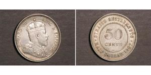 50 Cent Straits Settlements (1826 - 1946) Plata Eduardo VII (1841-1910)