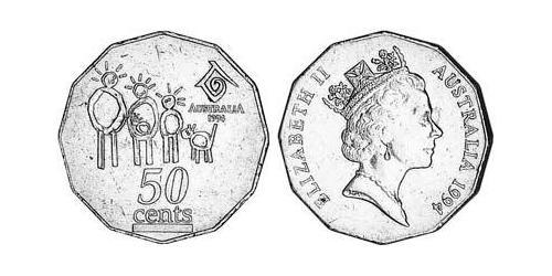 50 Cent Australia (1939 - ) Rame/Nichel Elisabetta II (1926-2022)
