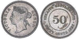 50 Cent Straits Settlements (1826 - 1946) Silber Victoria (1819 - 1901)