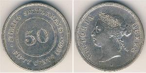 50 Cent Straits Settlements (1826 - 1946) Silber Victoria (1819 - 1901)