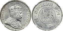 50 Cent Hongkong Silber Eduard VII (1841-1910)