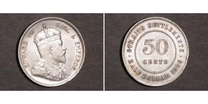 50 Cent Straits Settlements (1826 - 1946) Silver Edward VII (1841-1910)