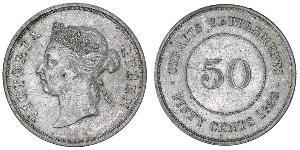 50 Cent Straits Settlements (1826 - 1946) Silver Victoria (1819 - 1901)