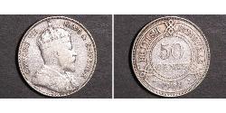 50 Cent British Honduras (1862-1981) 銀 爱德华七世 (1841-1910)