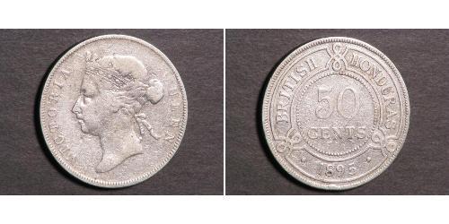 50 Cent British Honduras (1862-1981) 銀 维多利亚 (英国君主)