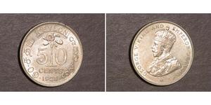 50 Cent 斯里蘭卡 (1948 - ) 銀 乔治五世  (1865-1936)
