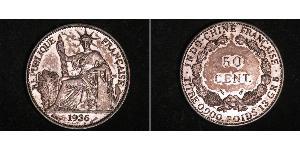 50 Cent French Indochina (1887-1954) 青铜/镍 