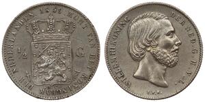 50 Cent / 1/2 Gulden Reino de los Países Bajos (1815 - ) Plata Guillermo III de los Países Bajos