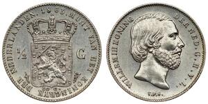50 Cent / 1/2 Gulden Reino de los Países Bajos (1815 - ) Plata Guillermo III de los Países Bajos